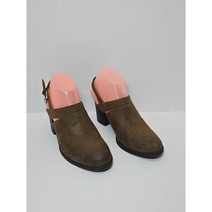 Natural Soul Sandals Womens 8M Tally Slingback Pumps Brown Faux Leather Buckle